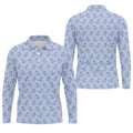 Blue T-Rex Dinosaur Golfer Pattern Golf Polo Shirt, Men's Golf Shirt, Mens Golf Polo