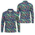 Colorful Zombie Head Pattern Halloween Golf Polo Shirt, Mens Golf Polo, Golf Shirts For Men