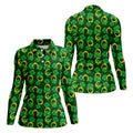 Four Leaf Clovers Golden Horseshoes St Patrick's Day Golf Shirt, Women's Golf Tops, Ladies Golf Polos