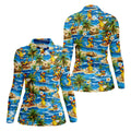 Yellow Rubber Duck Beach Theme Hawaiian Golf Shirt, Women's Golf Tops, Ladies Golf Shirts
