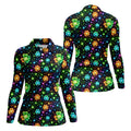 The Star And The Shamrock Rainbow Glitter St Patrick's Golf Shirt, Women's Golf Tops, Ladies Golf Polos