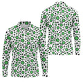 Lucky Four Leaf Clover Leopard Pattern St Patrick's Day Golf Shirt, Polo Shirts For Men, Golf Shirts For Men