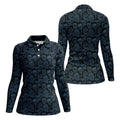 Gothic Sugar Skull Pattern Golf Polo Shirt, Golf Shirts For Women, Women’s Golf Polo