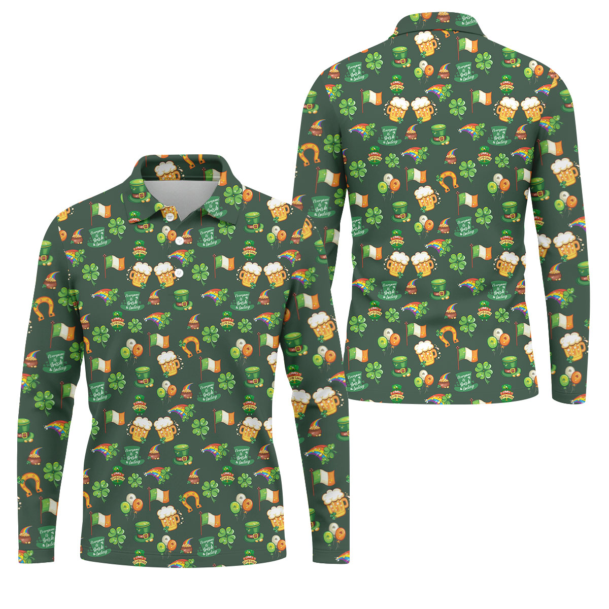Everyone Is Irish Today Shamrock St Patrick's Day Dark Green Golf Shirt, Polo Shirts For Men, Golf Shirts For Men