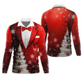 Snow Pine Tree Black And Red Christmas Men's Golf Polo Shirts, Christmas Golf Shirt, Golf Gift For Men