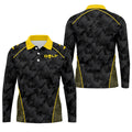 Abstract Triangle Black Yellow Golf Tops For Men, Father's Day Golf Gift, Polo Shirts For Men