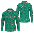 Funny Goose Golf Cart Pattern Green Polo Shirt, Men's Golf Shirt, Mens Golf Apparel