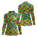 It's Okay To Be Different Colorful Puzzle Pattern Autism Awareness Golf Shirt For Women, Ladies Golf Polos