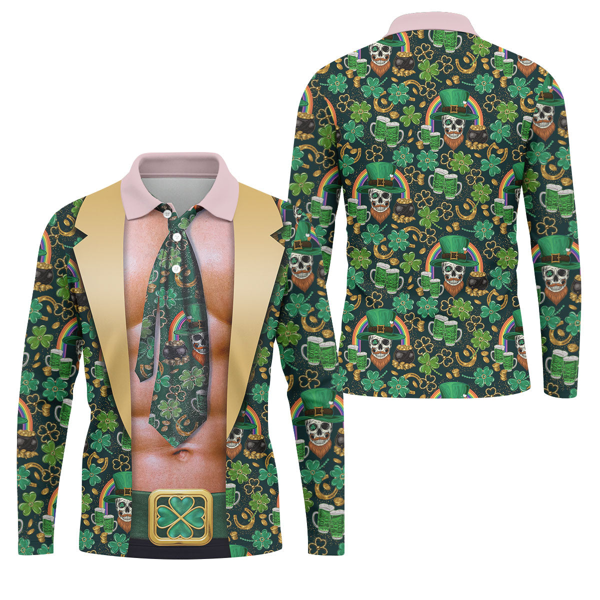 Funny Costume Shamrock St Patrick's Day Golf Shirt, Performance Golf Shirt, Polo Shirts For Men