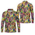 Psychedelic Bigfoot Cannabis Leaf Hawaiian Polo Shirt, Mens Golf Shirts, Golf Apparel For Men