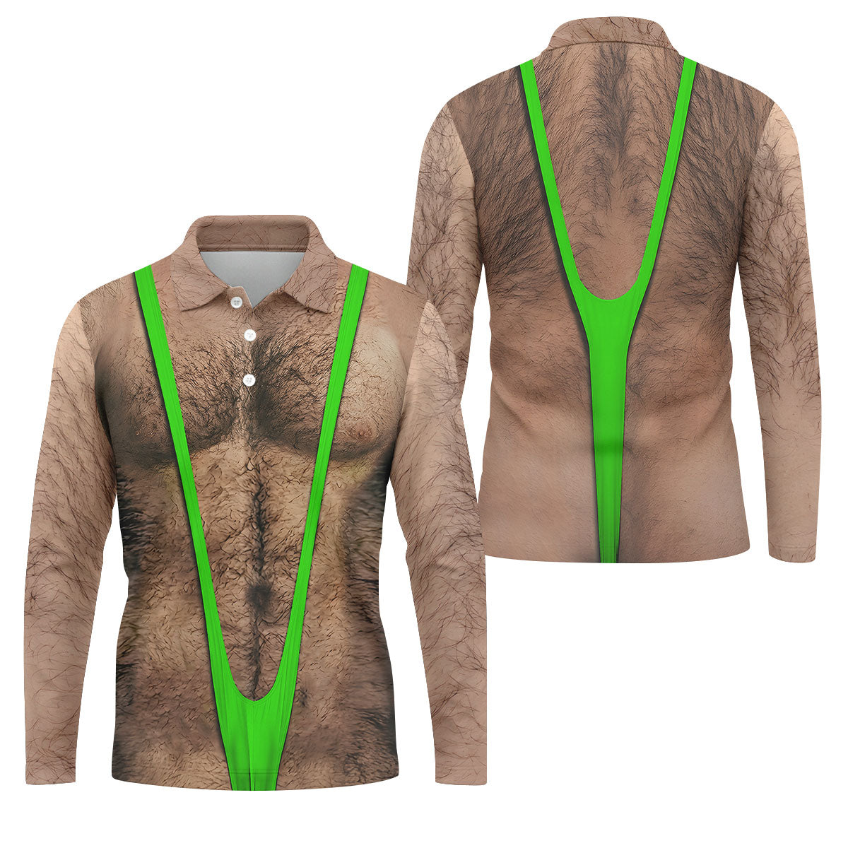 Funny Hairy Chest Green Suspender Golf Shirt, Funny Golf Shirt, Men's Golf Shirt, Polo Shirts For Men (Copy)