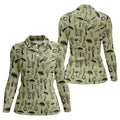 Mushroom Pattern Hand-drawn Art Hawaiian Golf Shirt, Women's Golf Tops, Ladies Golf Shirts