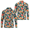 Large Hibiscus Flowers Tropical Vibe Golf Tops For Men, Hawaiian Golf Shirts, Polo Shirts For Men