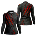 Red Claw Marks Hawaiian Golf Shirt, Scratch Print Women's Golf Tops, Ladies Golf Shirts