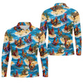 Cool Rooster Beach Vacation Hawaiian Golf Shirt, Mens Golf Polo, Printed Golf Shirts