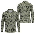 Vintage Mushroom Sketch Pattern Hawaiian Golf Shirt, Printed Golf Shirts, Golf Apparel For Men