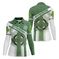 St Patrick's Day Celtic Knotwork Pattern Shamrock Golf Shirt, Women's Golf Tops, Ladies Golf Polos
