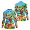 It's 5 O'Clock Somewhere Tropical Parrot Hawaiian Golf Shirt, Women's Golf Tops
