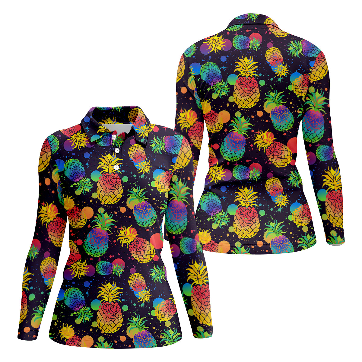 Colorful Pineapple Sleeveless Golf Shirt, Cute Golf Outfit, Women's Golf Shirt, Golf Polo For Women