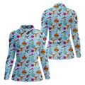 Hummingbird Paradise Golf Shirt, Tropical Flower Garden Pattern, Golf Shirt For Women