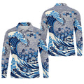 Japanese Wave Cat Hawaiian Golf Shirt, Golf Shirts For Men, Mens Golf Apparel