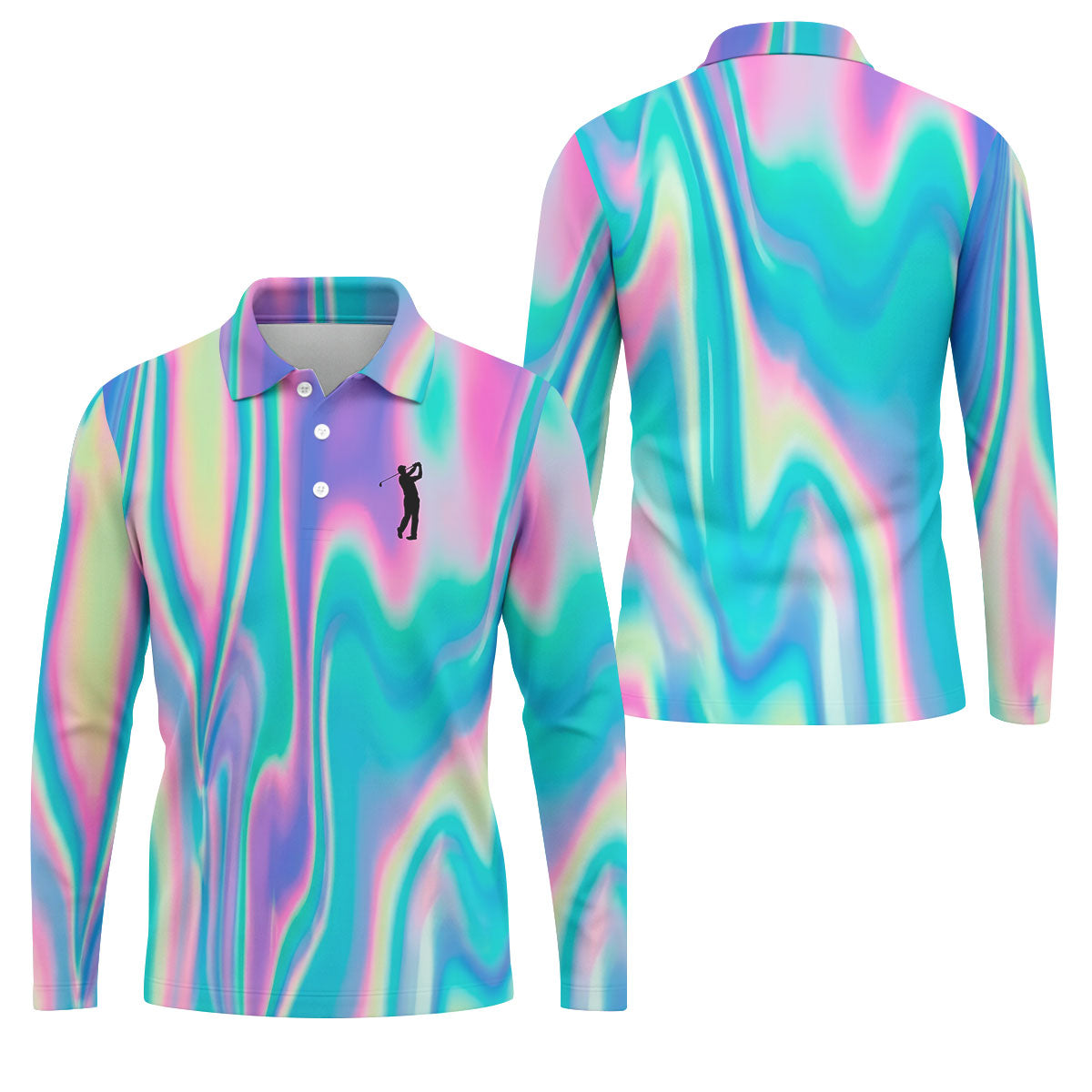 Shimmering Gradient Pattern Golf Shirts For Men, Polo Shirts For Men, Golfing Apparel