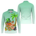 Leprechaun St Patrick's Day Hawaiian Summer Fun Golf Shirt, Golf Tops For Men, Golf Shirts For Men