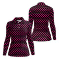 The Pink Taco Seamless Pattern Black Golf Shirt, Women's Golf Tops, Tacos Lover Golf Gift For Ladies