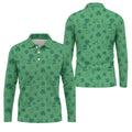 Leprechaun Hat Shamrock Beer Dark Green Seamless Pattern St. Patrick’s Day Golf Shirt, Golf Shirts For Men