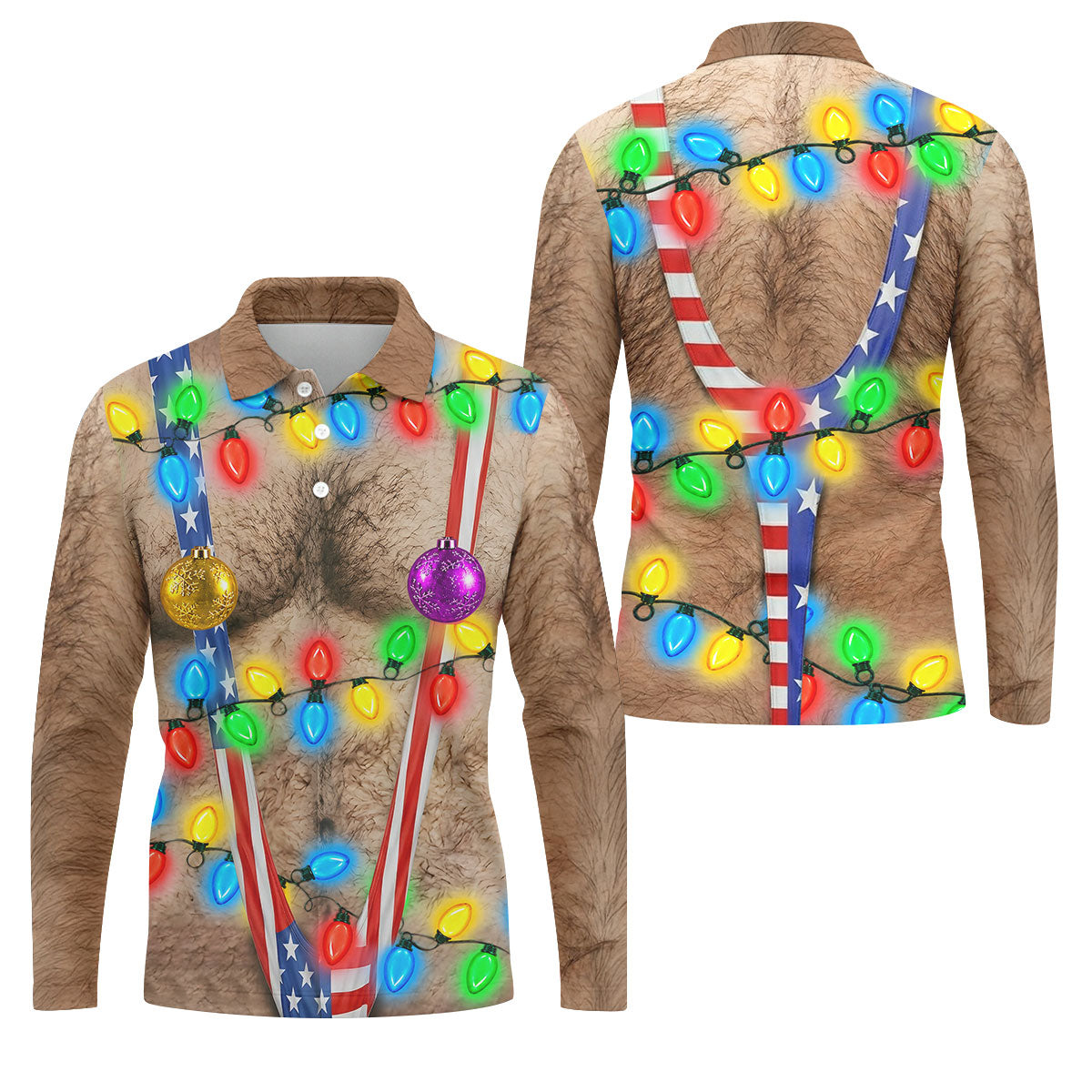 Lights Suspenders Christmas Golf Shirt, Golf Polo Shirts For Men, Mens Golf Shirts