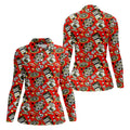 Casino Golf Pattern Red Hawaiian Golf Polo Shirt, Ladies Golf Shirt, Women's Golf Apparel