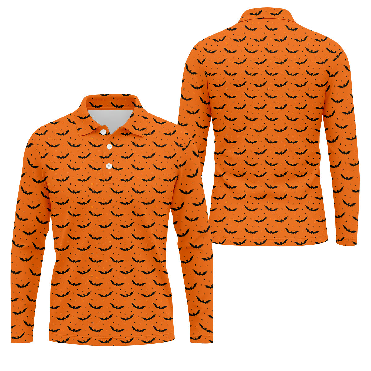 Spooky Bats Orange Halloween Golf Shirt, Polo Shirts For Men, Golf Gift For Men, Golfing Apparel