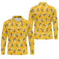 Realistic Flying Bees on Golden Honeycomb Hawaiian Golf Polo, Golf Tops For Men, Golfing Apparel