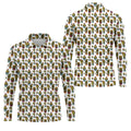 Funny Potted Cactus Pattern Men's Golf Polo Shirt, Adult Humor Golf Apparel For Men, Printed Golf Shirts