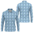 Funny Golf Cart Couple Pattern Men's Golf Shirt, Hawaiian Golf Shirt, Golf Apparel For Men