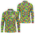 It's Okay To Be Different Colorful Puzzle Pattern Autism Awareness Men's Golf Shirt, Polo Shirts For Men