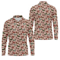 Christmas Dachshund Pink Checkered Golf Tops For Men, Christmas Golf Shirt, Polo Shirts For Men