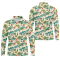 Christmas Santa Surfing Tropical Hawaiian Golf Shirt, Golf Shirts For Men, Printed Golf Shirts