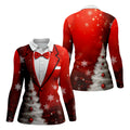 Snow Pine Tree Black And Red Christmas Women Golf Top, Christmas Golf Shirt, Ladies Golf Tops