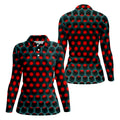 3D Effect Circular Pattern Red Golf Shirt, Cool Golf Outfit, Women Golf Top, Ladies Golf Shirts