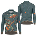 Robot UFO Sleeveless Golf Shirt, Cute Golf Outfit, Mens Polo Shirts, Golf Shirts For Men