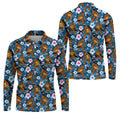 Tropical Bigfoot Burger Party Pattern Hawaiian Golf Polo, Golf Tops For Men, Golfing Apparel