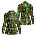 Tropical Cocktail Coconut And Palm Leaf Golf Polo, Hawaiian Golf Shirt, Golf Polo For Women
