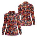 Tropical Corgi Floral Pattern Hawaiian Golf Polo, Golf Tops For Women, Golfing Apparel