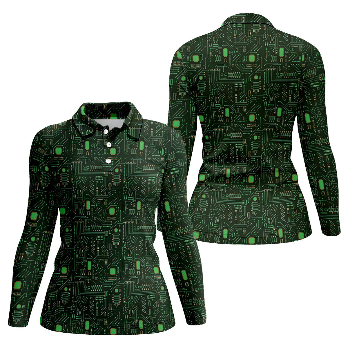 Computer Circuit Board Hawaiian Golf Shirt, Coder Gift Women's Golf Tops, Ladies Golf Shirts