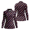 Cute Ghost Butt Halloween Pattern Golf Polo Shirt, Womens Golf Tops, Ladies Golf Shirts
