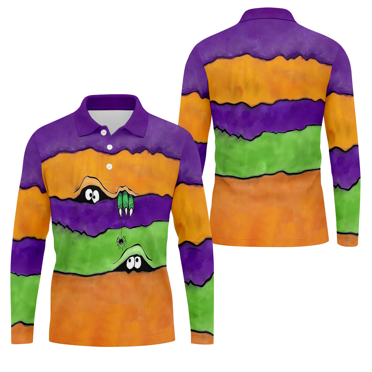 Funny Halloween Peeping Eyes Polo Shirts For Men, Golf Tops For Men, Halloween Golf Shirt