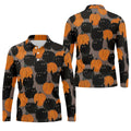 Black Cat Pumpkin Halloween Golf Polo Shirt, Mens Golf Apparel, Golf Shirts For Men