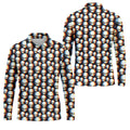 Retro Alien Golf Shirt, Black UFO Pattern Men's Golf Polo, Polo Shirts For Men