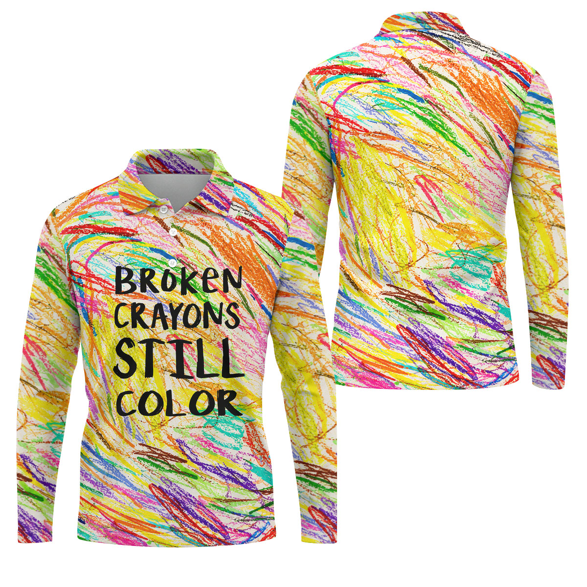 Broken Crayons Still Color Golf Polo Shirt, Men's Golf Shirt, Mental Health Awareness Shirt